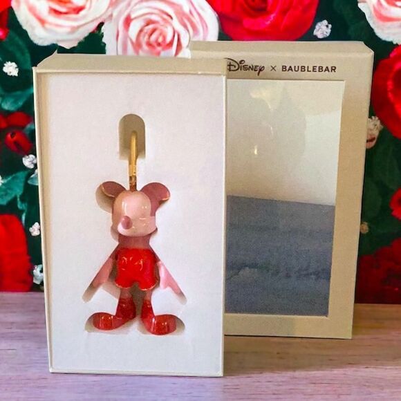 DISNEY BAUBLEBAR NEW IN BOX MICKEY MOUSE PINK RED BAG CHARM FOB KEYCHAIN - Picture 1 of 4